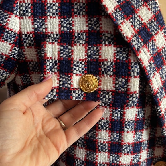 Gucci Red/White/Blue Plaid Oversized Jacket - Picture 2 of 7
